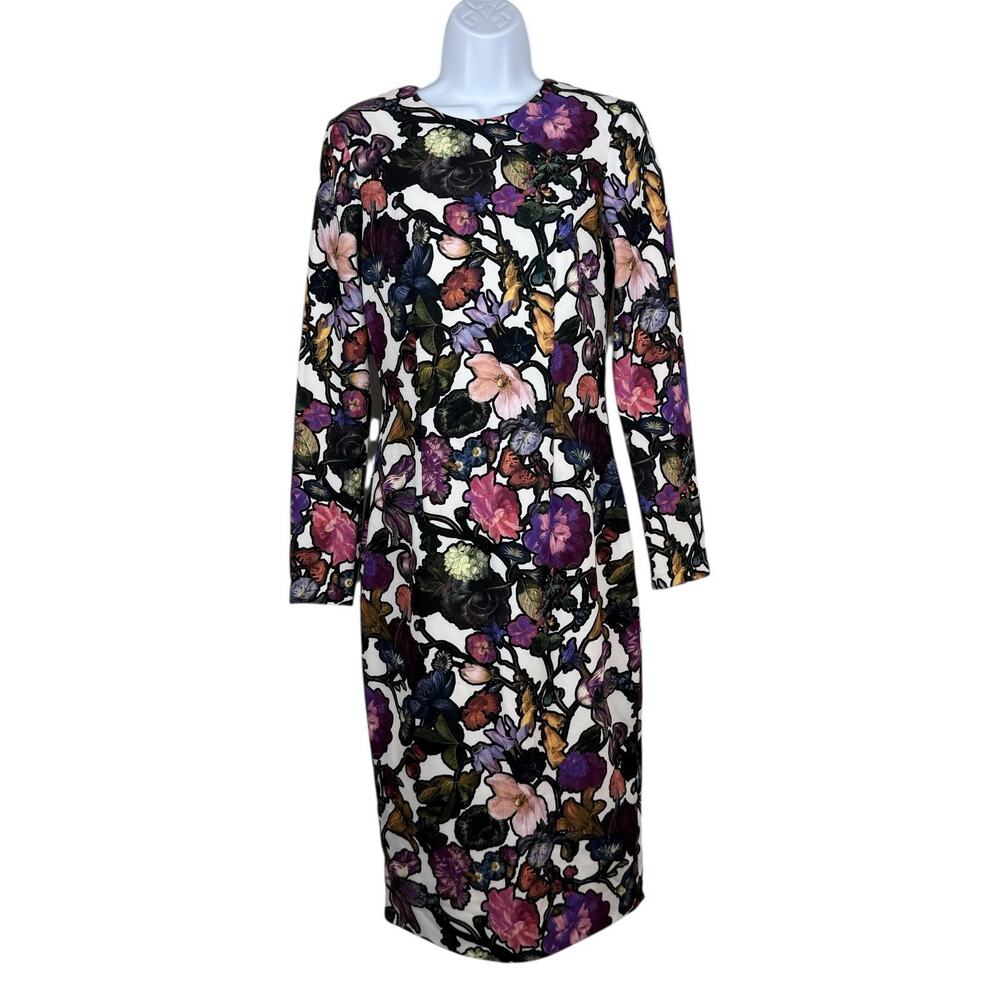 Cynthia Rowley Dress Womens 8 Multicolor Dark Florals Romantic Feminine Pencil - Picture 2 of 13